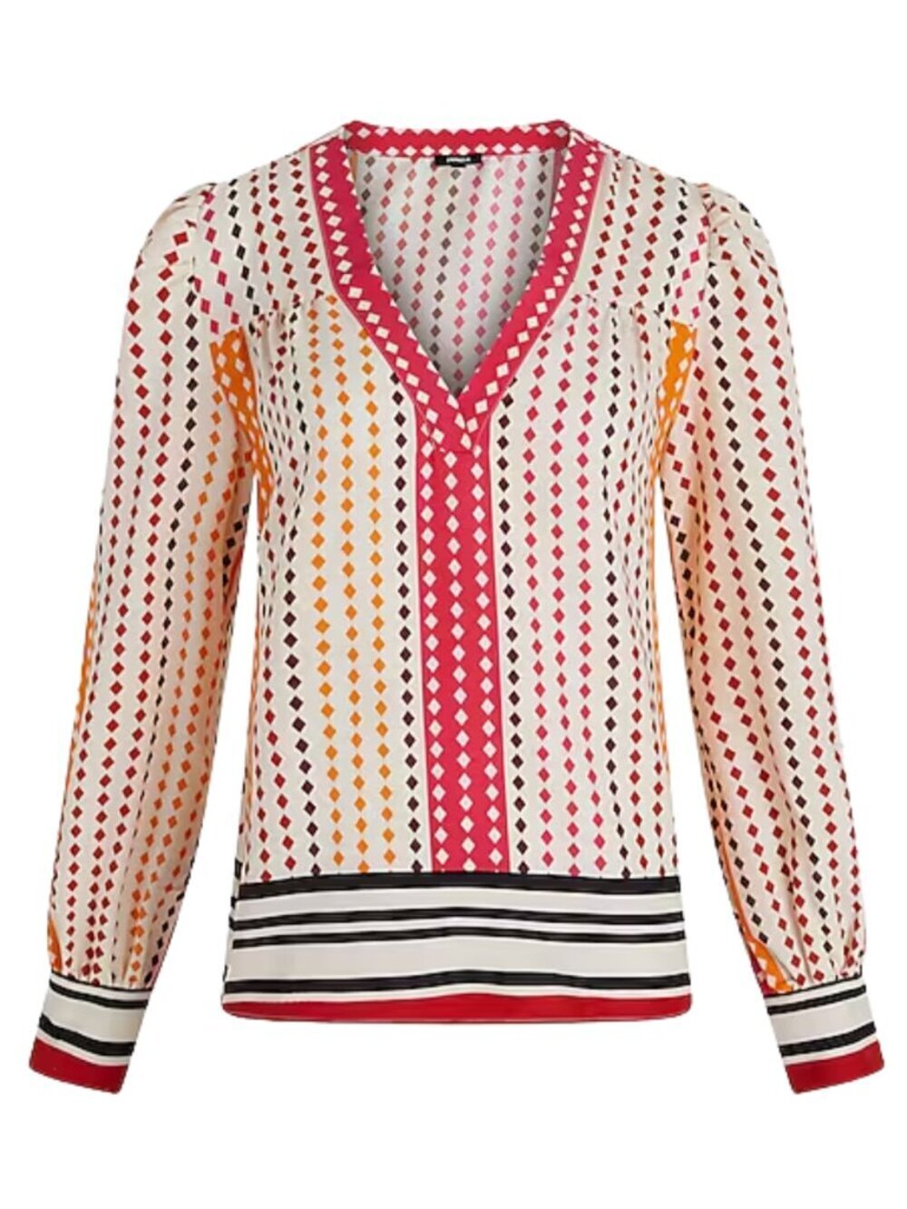 π NWT π Express V-Neck Diamond Dot Long Sleeve Gathered Front Top, Size S - Picture 15 of 15